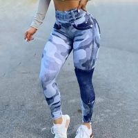 【CC】❅  Camouflage Seamless Leggings Waist Scrunch Butt Booty Gym Wear Camo Pants Drop