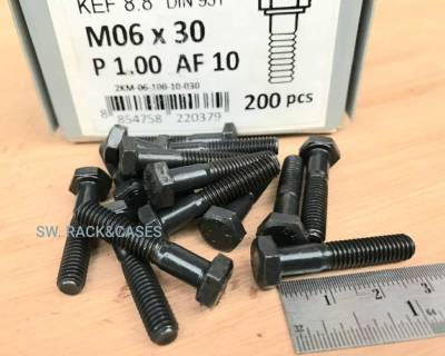 สกรูน็อตมิลดำเบอร์ #10 M6x30mm(ราคาต่อแพ็คจำนวน 50 ตัว) M6x30mm P1.0 AF10 KEF สกรูน็อต น็อตหัวประแจเบอร์ 10 เกรดแข็ง 8.8 แข็งแรงได้มาตรฐาน