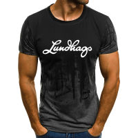 Mens Lundhags Logo Printed Ink-splashing Style Short-sleeved T-shirt Summer Comfortable and Breathable Men Top Harajuku Tee