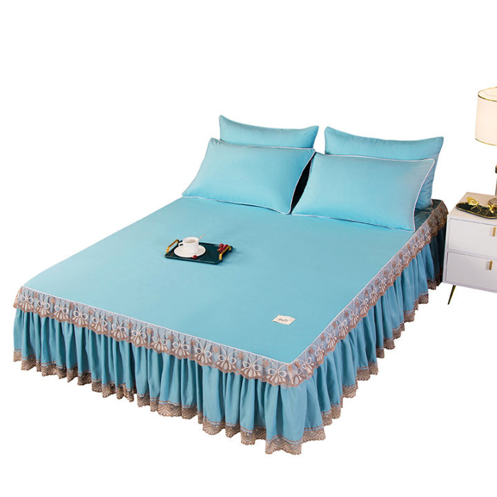 bed-skirt-without-pillowcase-soild-printed-fitted-bed-sheet-comfortable-bedsheet-king-queen-bedspread-mattress-cover