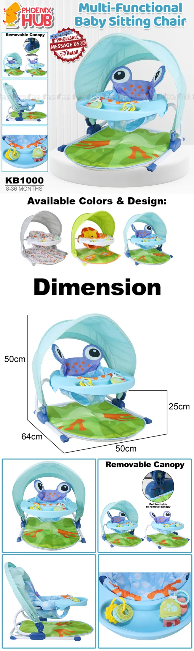 Portable Cartoon Tent Game Dining Chair Training Sit Baby Learning to Sit Chair