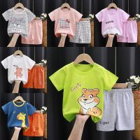 Kids Short Sleeve Suit 100 Cotton Boys Girls Cartoon Summer T-Shirt Baby Korean Children Clothes