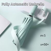 【CC】 Windproof Folding Umbrella with Reflective Strip Wind Resistant Trip Reverse UV Umbrellas