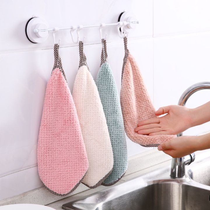 12pcs Kitchen Towel Non-oily Washing Dish Cloth Coral Fleece Thickened ...