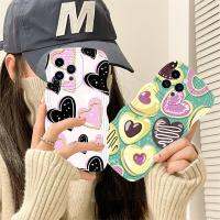 เคส Hp iPhone 14 14 Pro Max IPhone13 Pro Max 11PRO 11PRO สูงสุด12 12Pro MAX XR XS Max 6 6S 7 8 Plus SE 2020รูปหัวใจหลากสีและหลากหลายขอบคลื่นเคสครอบโทรศัพท์ TPU