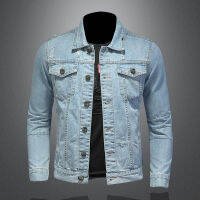 SUJแฟชั่น Denim Casual Slim Single Breasted Cotton Youth แจ็คเก็ตสีน้ำเงิน Denim Jacket ผู้ชาย H06117