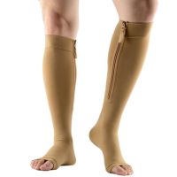 Unisex Open Toe Knee Length Zipper Compression Stockings Leg Support Stocking Knee High Socks Prevent Varicose Veins