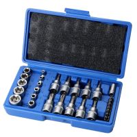 29 PCS 1/4 3/8 1/2 Male Female Socket Bit Set Torx Star Sockets Wrench Adapter Machine Universal Car Household Repairing Tool