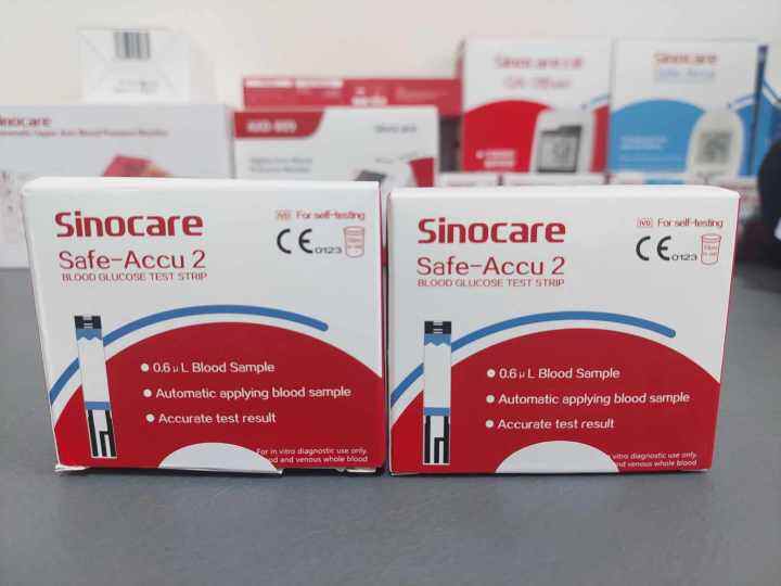 Sinocare Safe Accu 2 Test Strips 100pcs- For Safe Accu 2 Glucometer ...