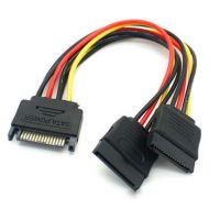 YUANFENGGIA 15Pin SATA II สายตัวแยกไฟฟ้านำไฟฟ้าสายเชื่อมต่อสายพ่วง PSU สาย PSU SATA ตัวผู้เป็นตัวเมีย2สำหรับท่านชายหญิงกับตัวเมียสายไฟแยกฮาร์ดดิสก์ฮาร์ดดิสก์สายอะแดปเตอร์ SATA