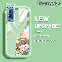 เคส Chenyyka สำหรับ VIVO Y72 5G Y52 5G Y75s 5G ลายการ์ตูนเด็กผู้หญิงดอกไม้ลายหมีสีสันสดใสน่ารักสัตว์ประหลาดน้อยเลนส์กล้องถ่ายรูปแบบนิ่มซิลิโคนเคสโปร่งใสกันกระแทกแบบใสง่ายเคสป้องกัน