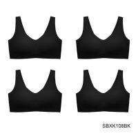 ✵Sabina เสื้อชั้นใน Seamless (Set 4 ชิ้น) (ไม่มีโครง) รุ่น Soft Collection รหัส SBXK108BK สีดำ❃