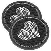 2Pcs รถ Coaster ถ้วยน้ำที่วางขวดน้ำรูปหัวใจ Anti-Slip Pad Mat อุปกรณ์ตกแต่งภายในรถยนต์ซิลิกาเจลกันน้ำรถ Mat