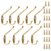 9 Pack Coat Hooks Wall HooksHeavy Duty Wall Mounted for Hat Hardware Dual Prong Retro Coat Hanger with 20 Screws（BlackGold）