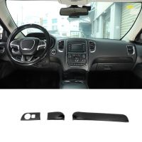 For Durango 2011-2020 ABS Carbon Fiber Dashboard Panel Cover &amp; Headlight Switch Button Panel Trim - 3PCS