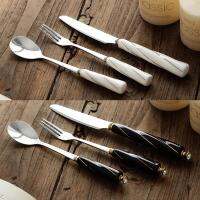 Portable Cutlery Set Tableware 2 Spoon 4 Fork with Ceramic Swan Stand Holder Dinnerware Kitchen Dinner Set Cake Dessert