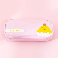 Creative Stationery Elementary School Student Cute Simple Stationery Box Pencil Bag Zip Oxford Cartoon Large Capacity Pencil Case