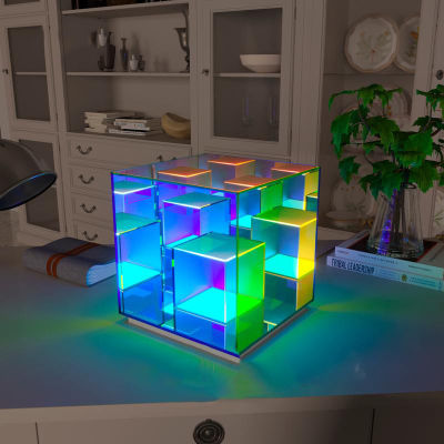 RGB 3D เมจิก Cube ไฟในคืน LED ออกแบบสร้างสรรค์ USB ชาร์จโคมไฟ LED ตกแต่งตารางแสงสำหรับบ้านห้องนั่งเล่นบาร์คลับ