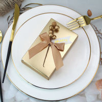 50pcs European Bowknot Candy Boxes Favor Gift Sweet Golden Hand Boxes Packaging Bag Boxes Baby Shower Wedding Party Decoration