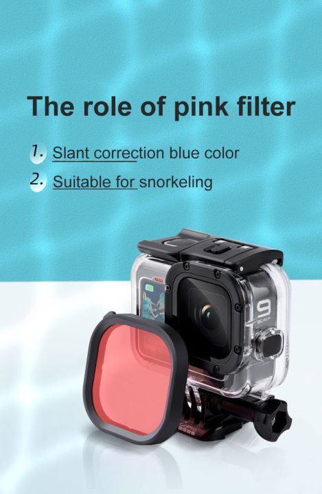 cod-filters-kit-magenta-snorkel-red-color-filter-for-gopro-hero-9-10-black-super-suit-original-housing-case-accessories