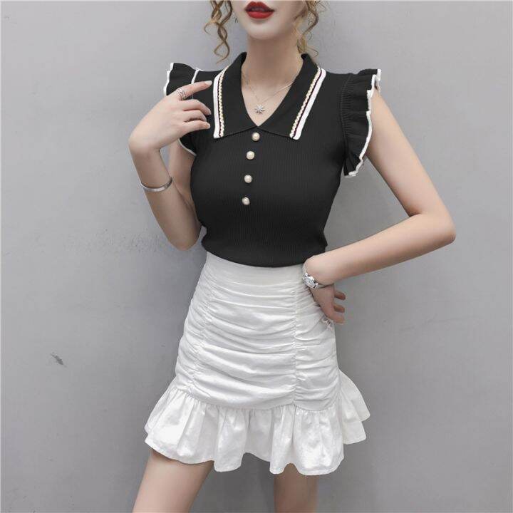 fashion-korean-crop-turn-down-collar-knitted-t-shirts-sleeveless-t-shirt-female-tee