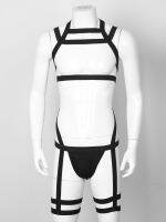 Hot Mens ชุดเร้าอารมณ์ Sex เครื่องแต่งกายชุดชั้นในเซ็กซี่ Elastic Strappy Body ไหล่สายรัดคอ Halter คอไนท์คลับ