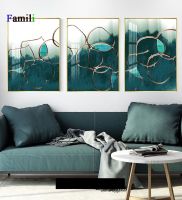 Modern Abstract Landscape โปสเตอร์ Nordic Decoraion Home Art Blue Lake Mountain Scenery ภาพวาดผ้าใบสำหรับห้องนั่งเล่นเพิ่มความสงบและความสงบให้กับการตกแต่งบ้านของคุณ