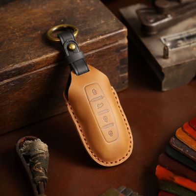 Luxury Leather Car Key Case Cover Fob Protector Accessories Keyring for Ford Equator 2021 Keychain Holder Shell Handmade Pouch