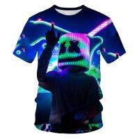 ◕❈ เสื้อยืด พิมพ์ลายดิสโก้ Dj Music 3D มีไฟกระพริบ Led สไตล์พังก์ร็อค เหมาะกับฤดูใบไม้ผลิ และฤดูร้อน สําหรับผู้ชาย 2022