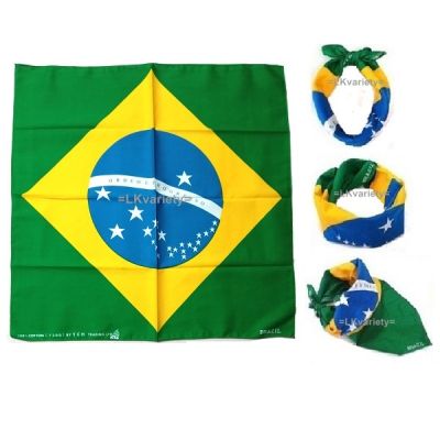ผ้าลายธงชาติบราซิล ผ้าพันคอ ผ้าโพกหัว (Bandana Brazil Flag Scarf Headband)
