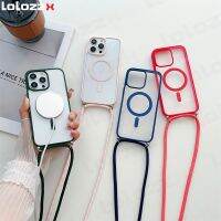 Magnetic For Magsafe Clear Silicone Phone Case For iPhone 13 12 11 14 Pro Max 7 8 Plus X XR XS Mini Crossbody Cord Lanyard Cover