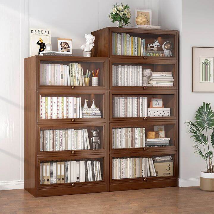 Dustproof bookshelf rack floortoceiling bookcase with door display