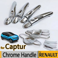 AFor Renault Captur หรูหรา Chrome มือจับประตูครอบคลุมอุปกรณ์เสริมสติกเกอร์รถจัดแต่งทรงผม2013 2014 2015 2016M