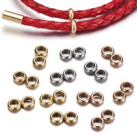 ☬ 10pcs Stainless Steel 3mm Double Hole Spacer Metal Beads DIY Adjustable Wax Thread String Bracelet Jewelry Making Accessories