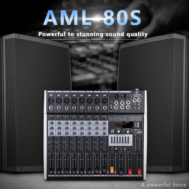 audio-pro-มิกเซอร์มืออาชีพ-aml-80s-ผสมสัญญาณเสียง-รุ่น-8ทาง-audio-mixer-มืออาชีพ-เครื่องผสมเสียง-เครื่องผสม-แอมป์การแสดงบนเวที-16เอฟเฟกต์เสียงสด-ktv-usb