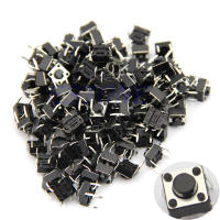 100Pcs 6X6X5Mm 4pin สัมผัสปุ่มกด Momentary Tact DIP Through Hole