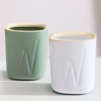 MUJI High-end Small trash can desktop trash box square plastic small bucket office without cover with pressure ring mini living room wastebasket Original