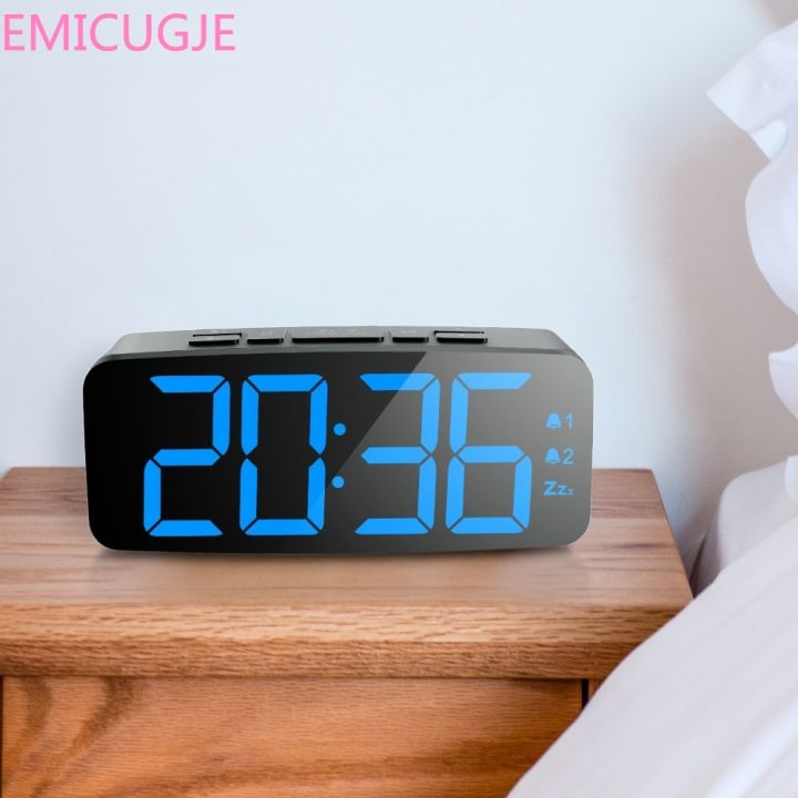 new-gefengjuan-เตือนนาฬิกาแอลอีดีไฟฟ้าโต๊ะดิจิตอลนาฬิกาปลุกเรืองแสงนอนหลับอย่างเงียบระบบเตือนภัยแบบดูอัลห้องนอน