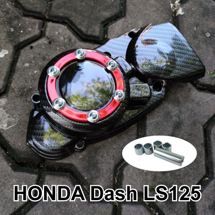 แดซ-ฝาครอบจานไฟ-honda-dash-ครอบจานไฟ-ls125-เคฟล่า-แดง