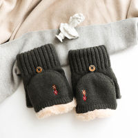 Fleece-Lined Half Finger s Men Winter Korean Style Warm Student Knitted Magic Flip Knitting Wool s Men