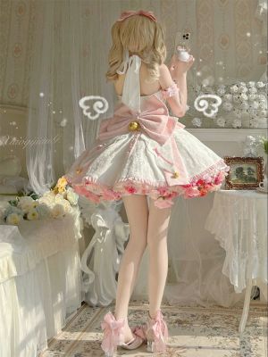 Sexy Lolita Pink Maid Dress Japanese Sweet Women Kawaii Dress Role Play Costume Halloween Party Cosplay Anime Kawaii Clothing