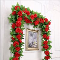 【CC】 250CM Silk Lvy Vine With Leaves Wedding Decoration Fake Diy Hanging Garland Artificial Flowers