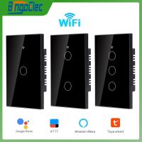 Wifi Smart Light Switch 1/2/3 Gang Glass Touch Panel Voice and Remote Control Wireless Wall Switches Work with Alexa Google Home