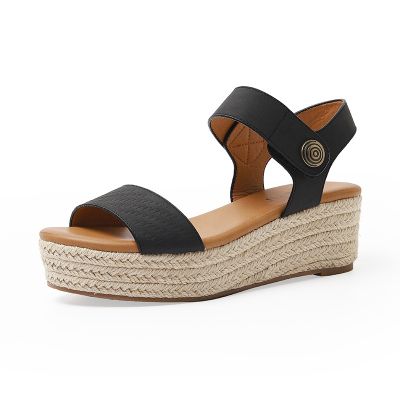 ALM3035-5 the summer of 2023 open-toed straw sponge bottom buckles sandals women comfortable contracted a word