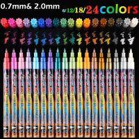 6/12/18/24 Colors Extra Fine Point Metallic Marker Pens Set Acrylic Paints DIY Graffiti Painting School Art Supplies