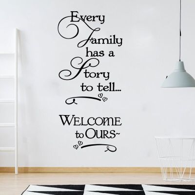 Every Family Has A Story Welcome Quote Wall Sticker Living Room Entryway Family Welcome Heart Wall Decal Bedroom Vinyl Decor E58