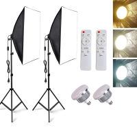 Softbox Photography Lighting Kit Professional Continuous Lighting System with E27 Socket LED Bulbs and Remote for Photo Studio Photography