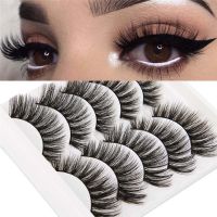 ANMALE 5คู่ แฟชั่น ธรรมชาติ wispy ขนตาหนา ขนตาปลอม 3D ต่อขนตา Wispy Eyes eyelashes ขนตาปลอม เครื่องมือแต่งหน้าตา