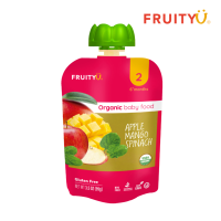 FruityU Apple Mango Spinach อาหารเด็กบด ออร์แกนิค พร้อมทาน แอปเปิ้ล มะม่วง ผักปวยเล้ง ตรา ฟรุตตี้ยู