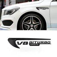 เบนซ์แผ่นบังโคลนรถสติ๊กเกอร์โลโก้ตกแต่งเบลดตราติดรถสำหรับ Mercedes-Benz V8 BITURBO 4Matic AMG CLA45 C63 CLA45